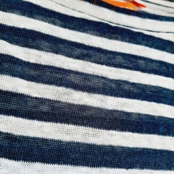 JOE FRESH | 100% Linen Stripped Tee Dress Mini Semisheer Sz L - Picture 7 of 9